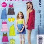 McCall's M6547 6547 Girls Sewing Pattern Childs Shrug Tops Dresses Shorts Legging Sizes 7-8-10-12-14