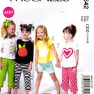 McCall's M6642 6642 Girls Sewing Pattern Childrens Tops Shorts Pants Appliqués Kids Sizes 2-3-4-5