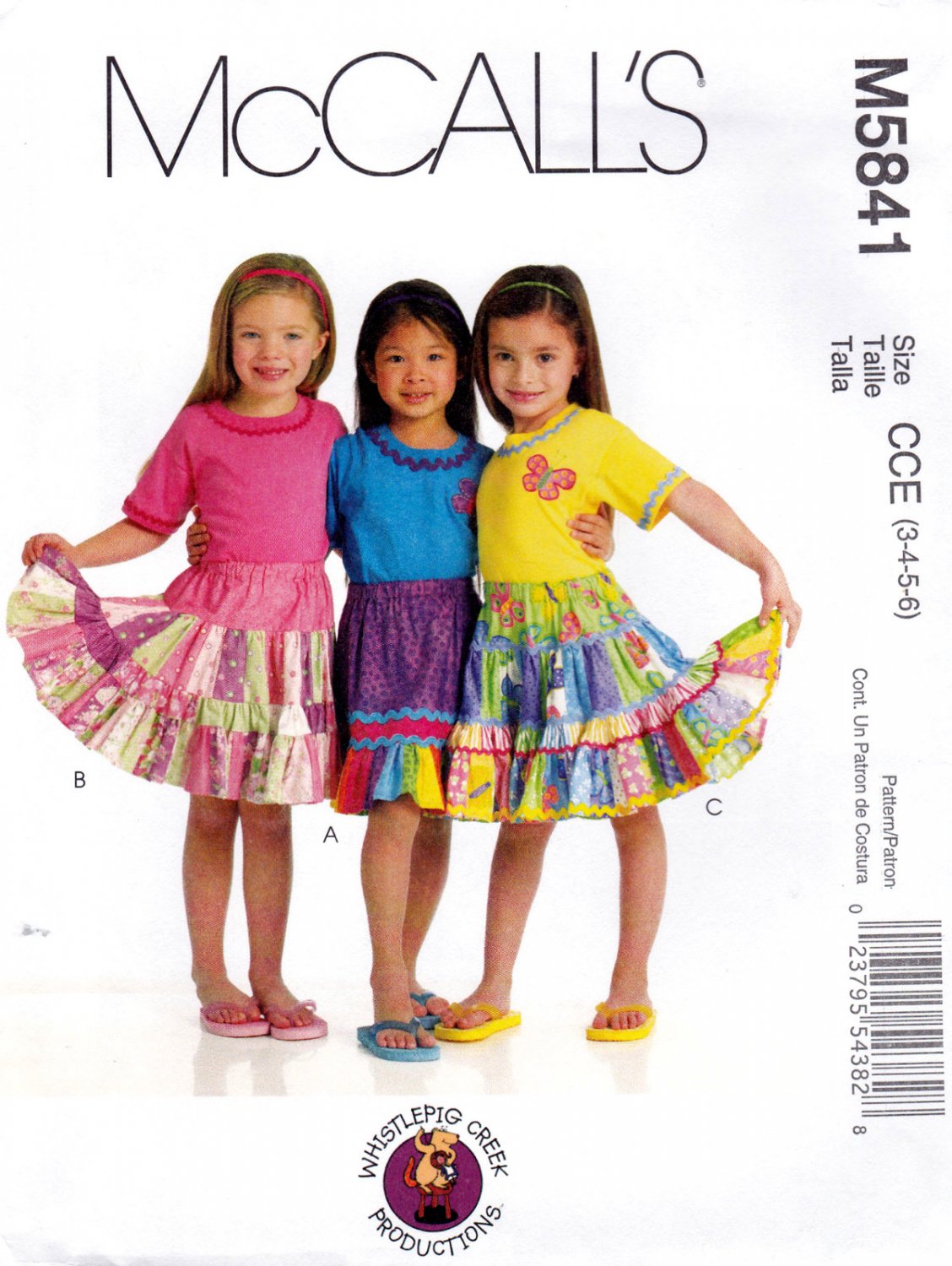 McCall's M5841 5841 Girls Sewing Pattern Childrens Ruffled Skirts and AppliquÃ©s Kids Sizes 3-4-5-6