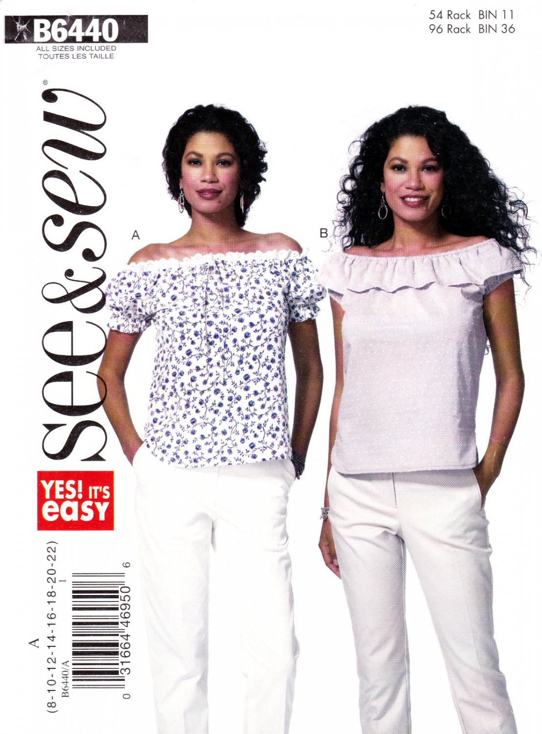 See & Sew B6440 6440 Misses Womens Tops Pullover Sewing Pattern Sizes 8-10-12-14-16-18-20-22