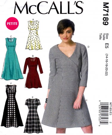 McCall's M7189 7189 Misses Womens Petite Dresses Fitted Sewing