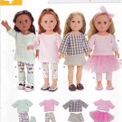 Simplicity W0262 0262 Crafts 18" Doll Clothes Sewing Pattern Leg Warmers Tutu Skirt Top Tunic OSZ