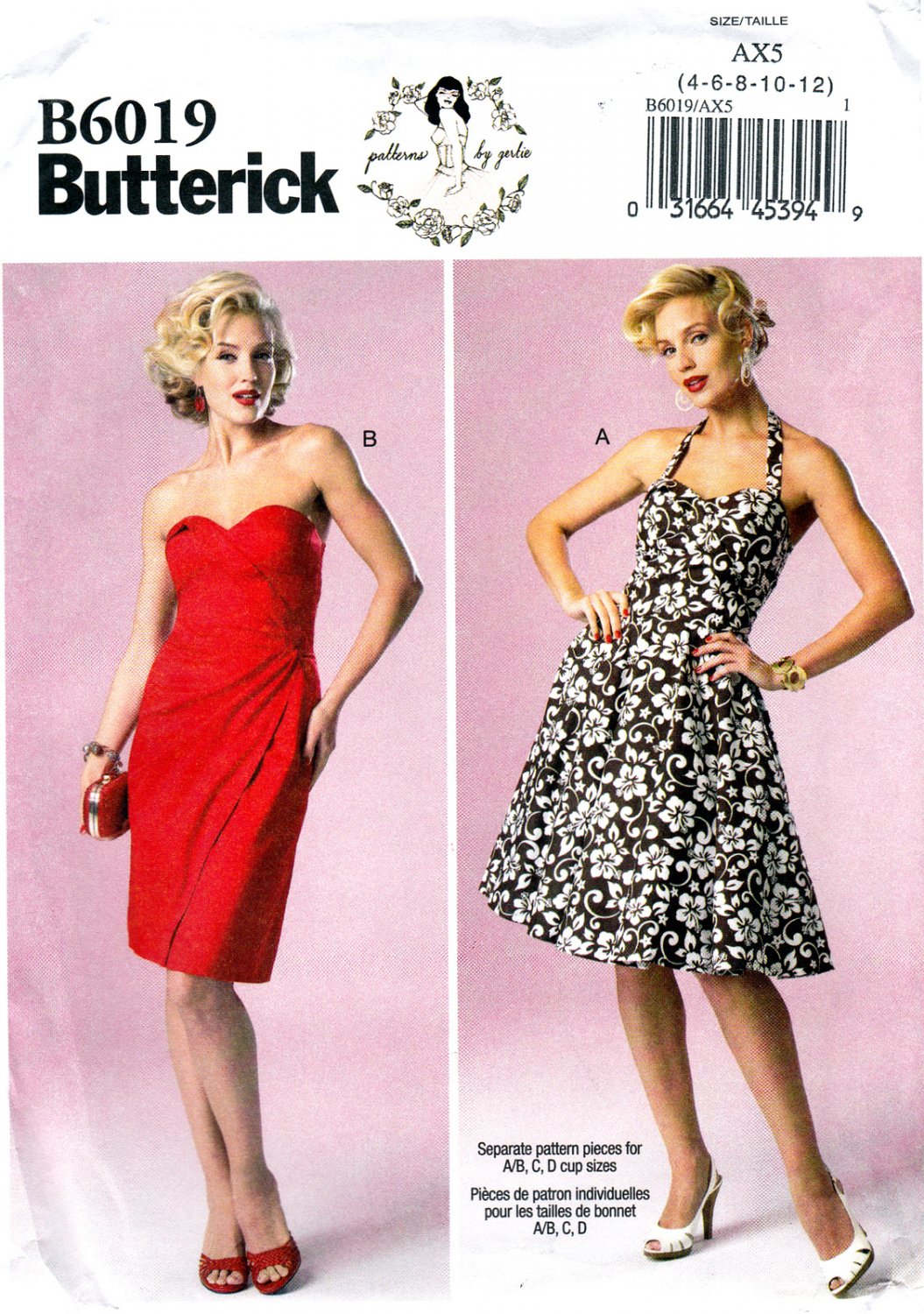 Butterick B6019 6019 Misses Dress Sewing Pattern Strapless or Halter Sizes 4-6-8-10-12