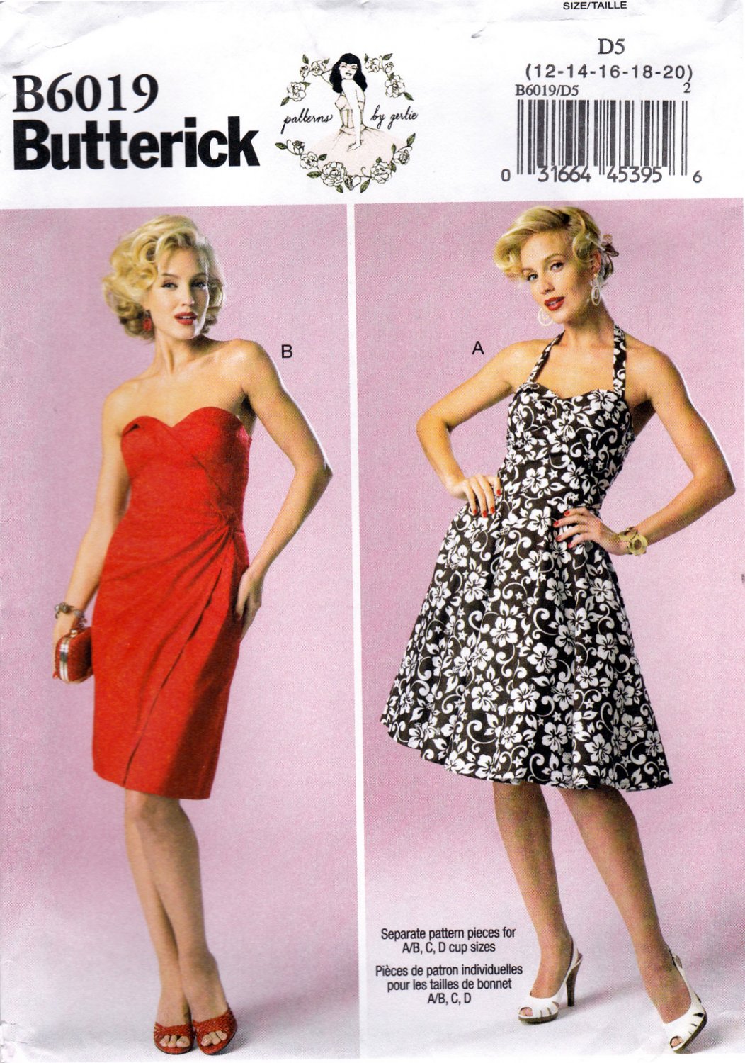 Butterick B6019 6019 Womens Misses Sewing Pattern Dresses Strapless or Halter Sizes 12-14-16-18-20