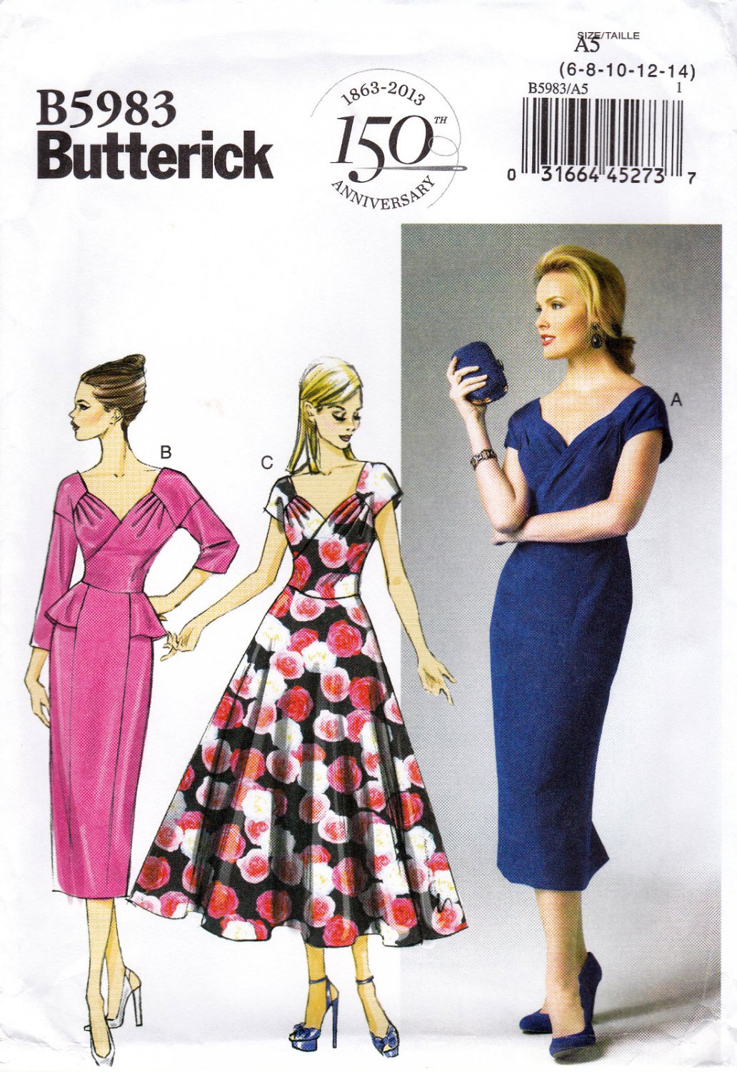 Butterick B5983 5983 Misses Dresses Sewing Pattern Flared or Straight Skirt Sizes 6-8-10-12-14