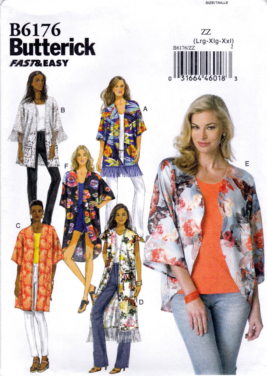 Butterick B6176 6176 Womens Misses Kimono Sewing Pattern Unlined Loose butterick-b6176-6176-womens-misses-kimono-sewing-pattern-unlined-loose