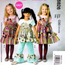 McCall's M6826 6826 Girls Dress Ruffled Top Apron Pants Kids Sewing Pattern Childrens Sizes 2-3-4-5
