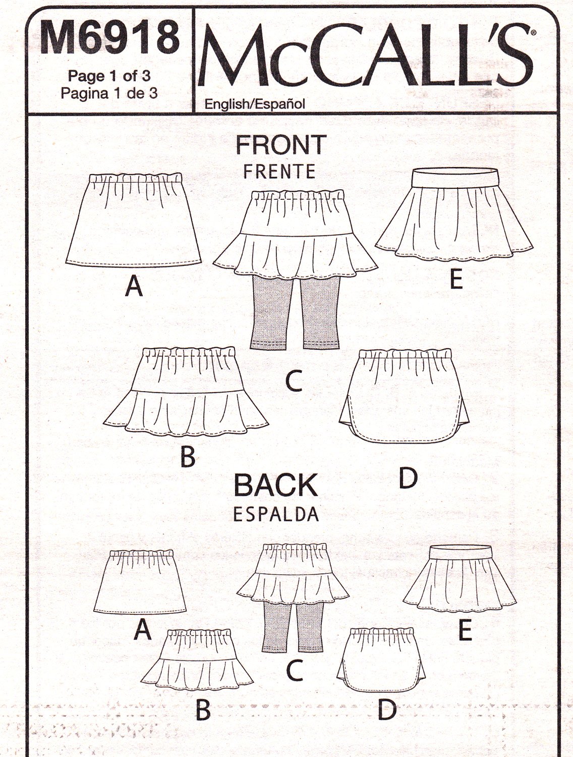 SOLD - McCall's M6918 Girl's Skorts Sewing Pattern Attached Shorts ...