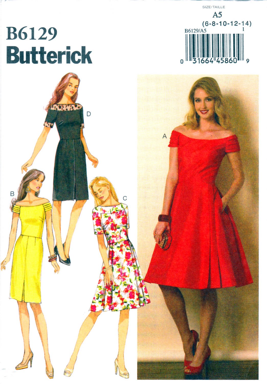 Butterick B6129 6129 Misses Petite Dresses Lined Bodice Sewing Pattern Sizes 6-8-10-12-14