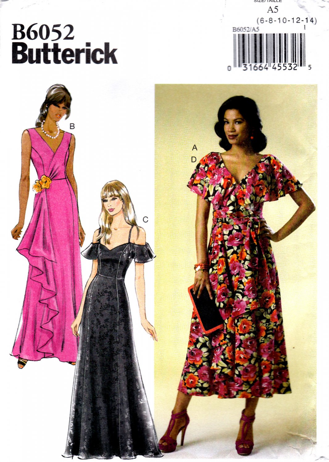 Butterick B6052 6052 Misses Dress and Sash Sewing Pattern Formal or Informal Sizes 6-8-10-12-14