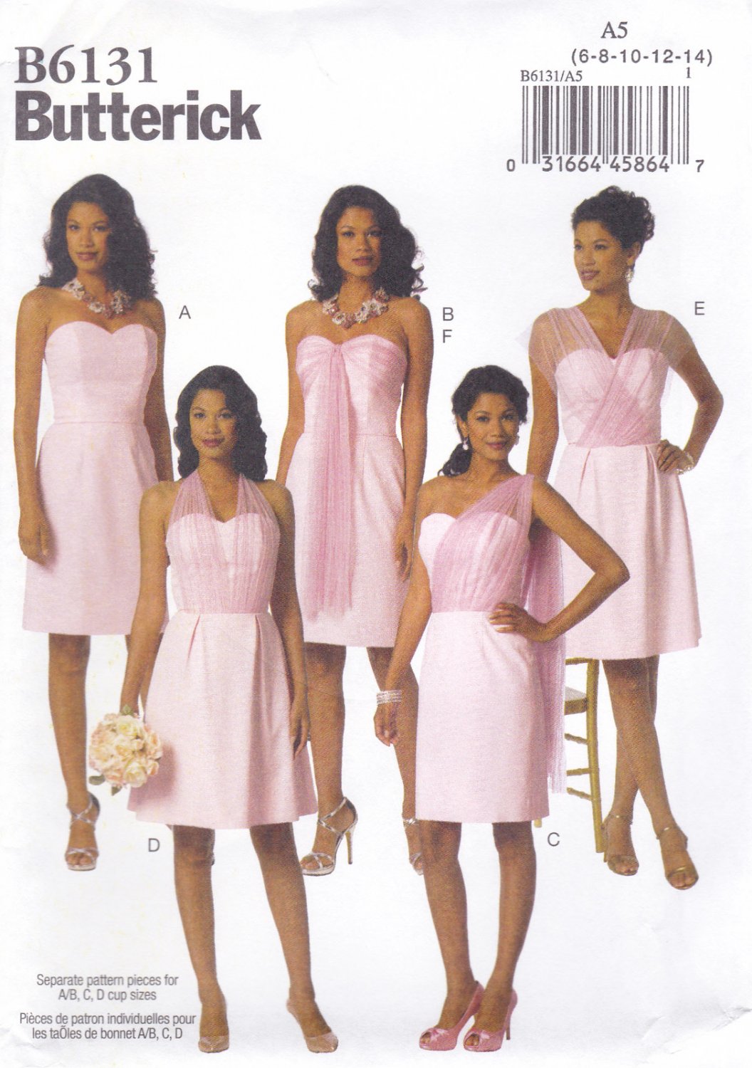 Butterick B6131 6131 Misses Dresses Sash Strapless Sewing Pattern Semi-Formal Sizes 6-8-10-12-14
