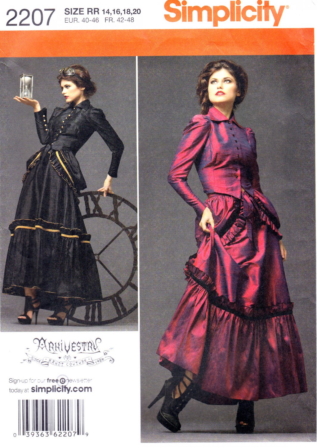 Simplicity 2207 Womens Misses Steampunk Victorian Costume Sewing Pattern Sizes 14-16-18-20