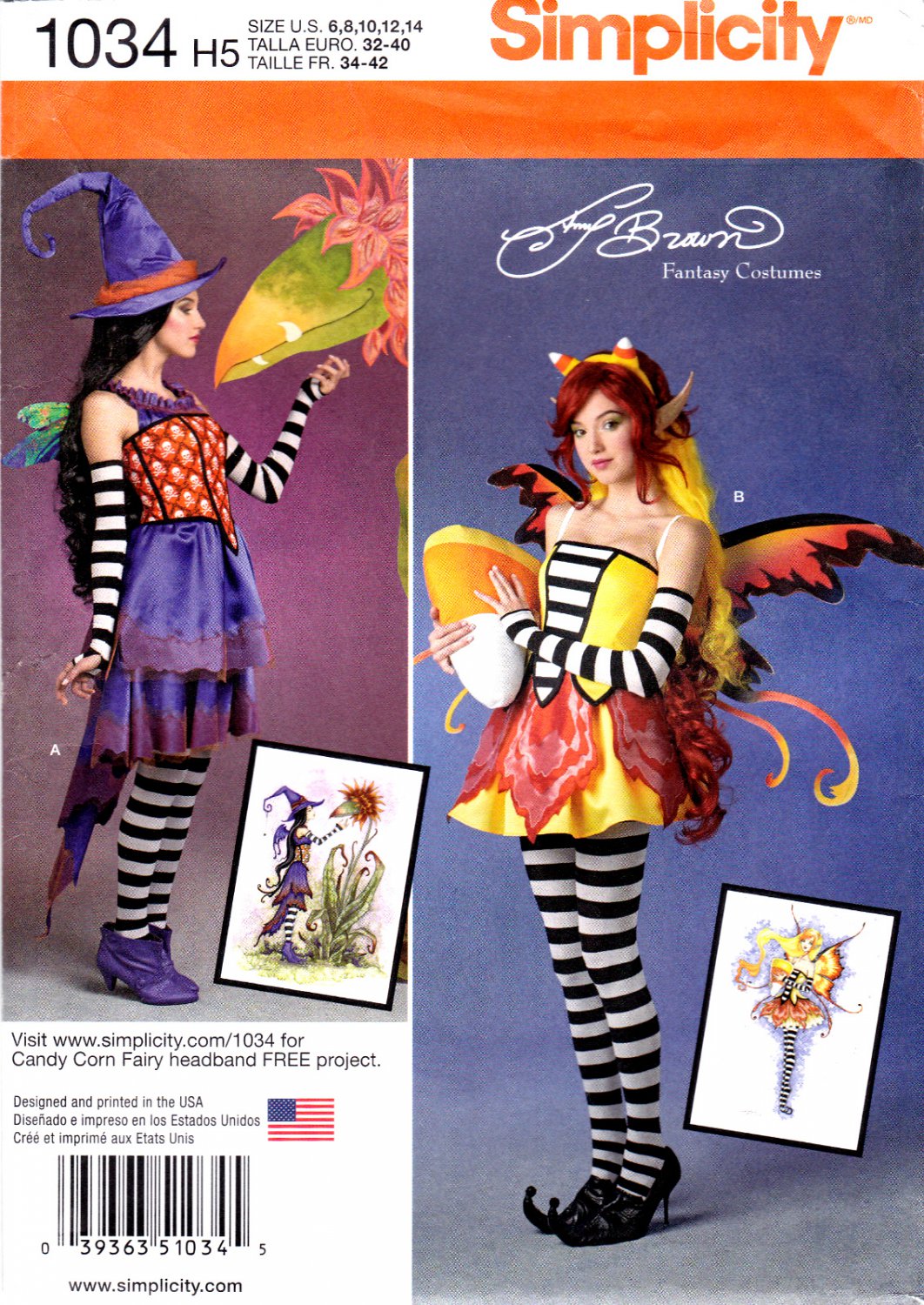 Simplicity 1034 Misses Costume Candy Corn Fairies Sewing Pattern Sizes 6-8-10-12-14
