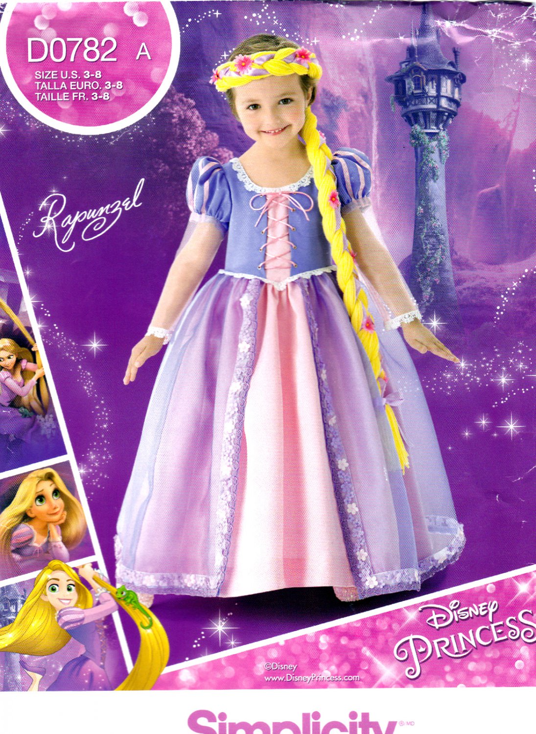 Simplicity D0782 2065 Girls Costume Rapunzel Princess Sewing Pattern Sizes 3-4-5-6-7-8