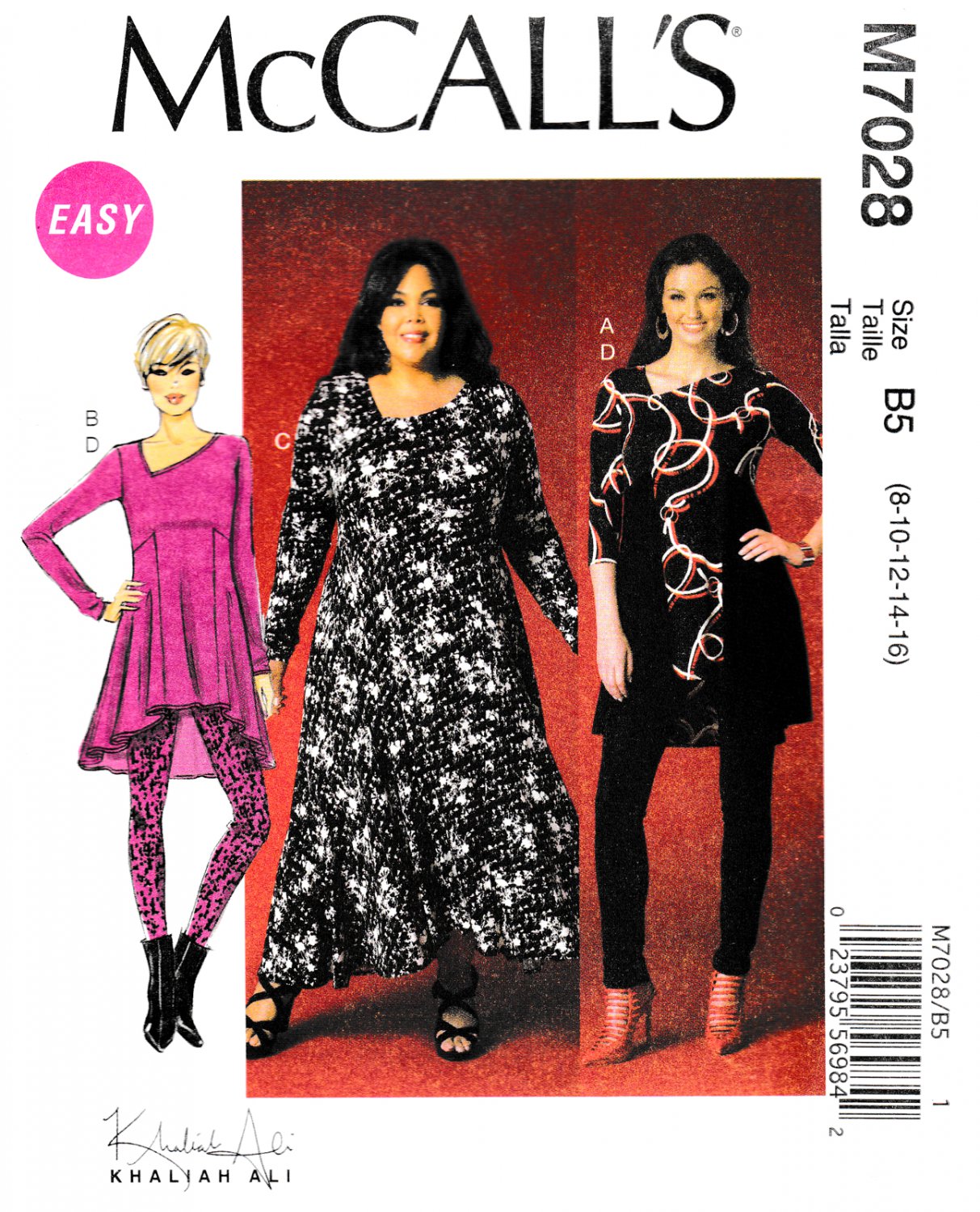 McCall's M7028 7028 Misses Womens Pullover Tunic Dress Legging Sewing Pattern Sizes 8-10-12-14-16