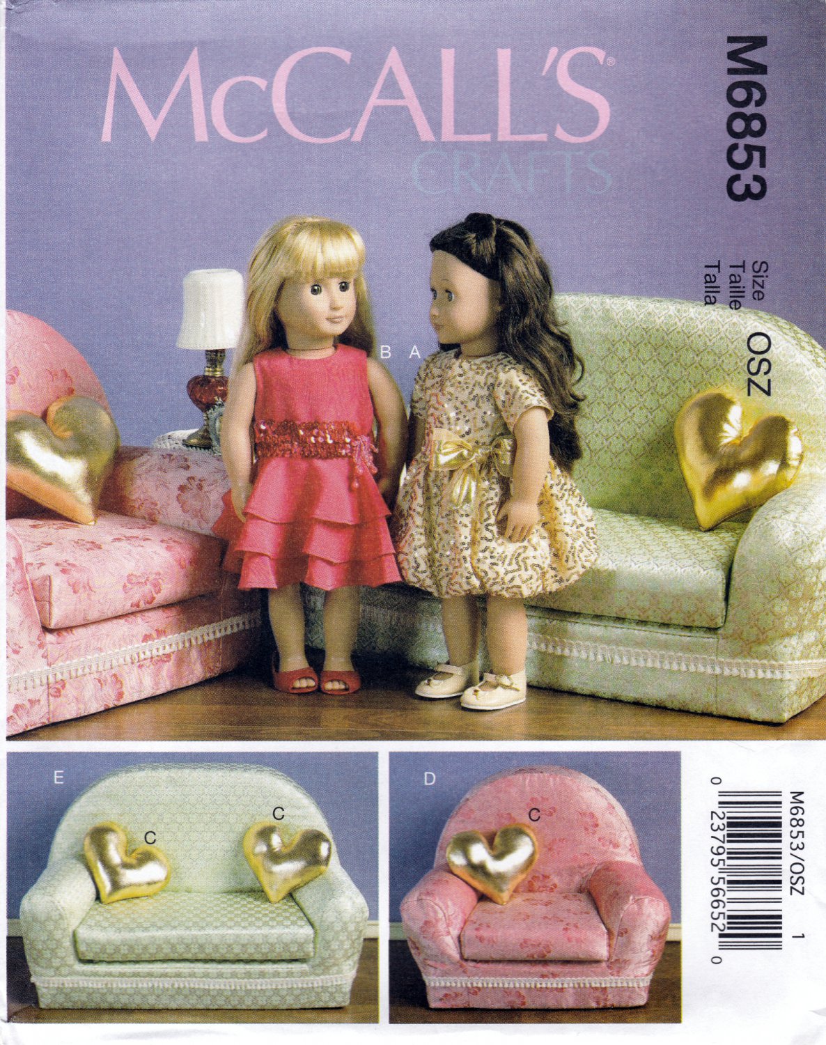 McCall's M6853 6853 Clothes and Furniture 18" Doll Crafts Sewing Pattern Sizes OSZ