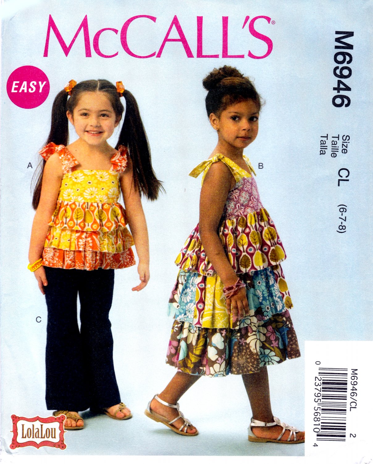 McCall's M6946 6946 Children's/Girl's Top Dress Pants Sewing Pattern Sizes 6-7-8