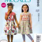 McCall's M6945 6945 Children's/Girl's Dresses Leggings Hair Bow Sewing Pattern Sizes 2-3-4-5