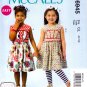 McCall's M6945 6945 Children's/Girl's Dresses Leggings Hair Bow Sewing Pattern Sizes 6-7-8
