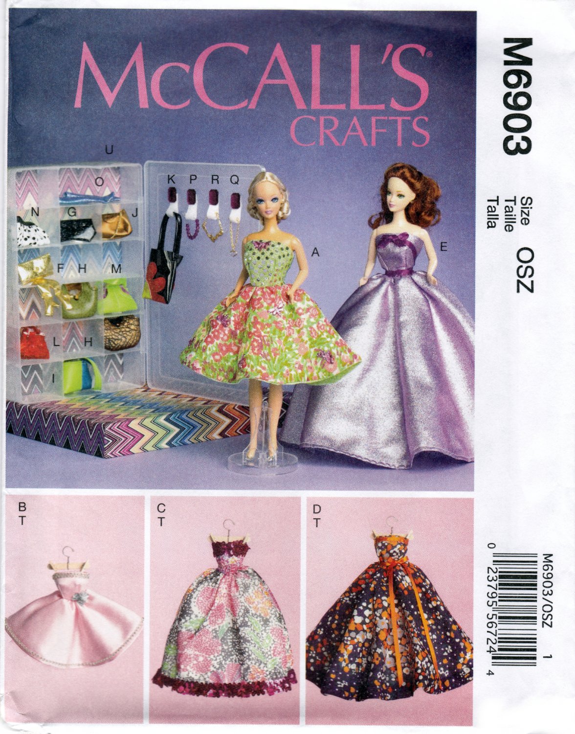 McCall's M6903 6903 Clothes 18" Doll Dresses Fashion Accessories Crafts Sewing Pattern Sizes OSZ