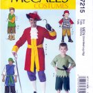 McCall's M7215 7215 Mens Pirate Costumes Captain Hook Sewing Pattern Sizes Sml-Med-Lrg-Xlg