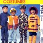 McCall's 3734 M3734 Boys Childs Costumes Firemen Military Utility Police Sewing Pattern Sizes 3-8