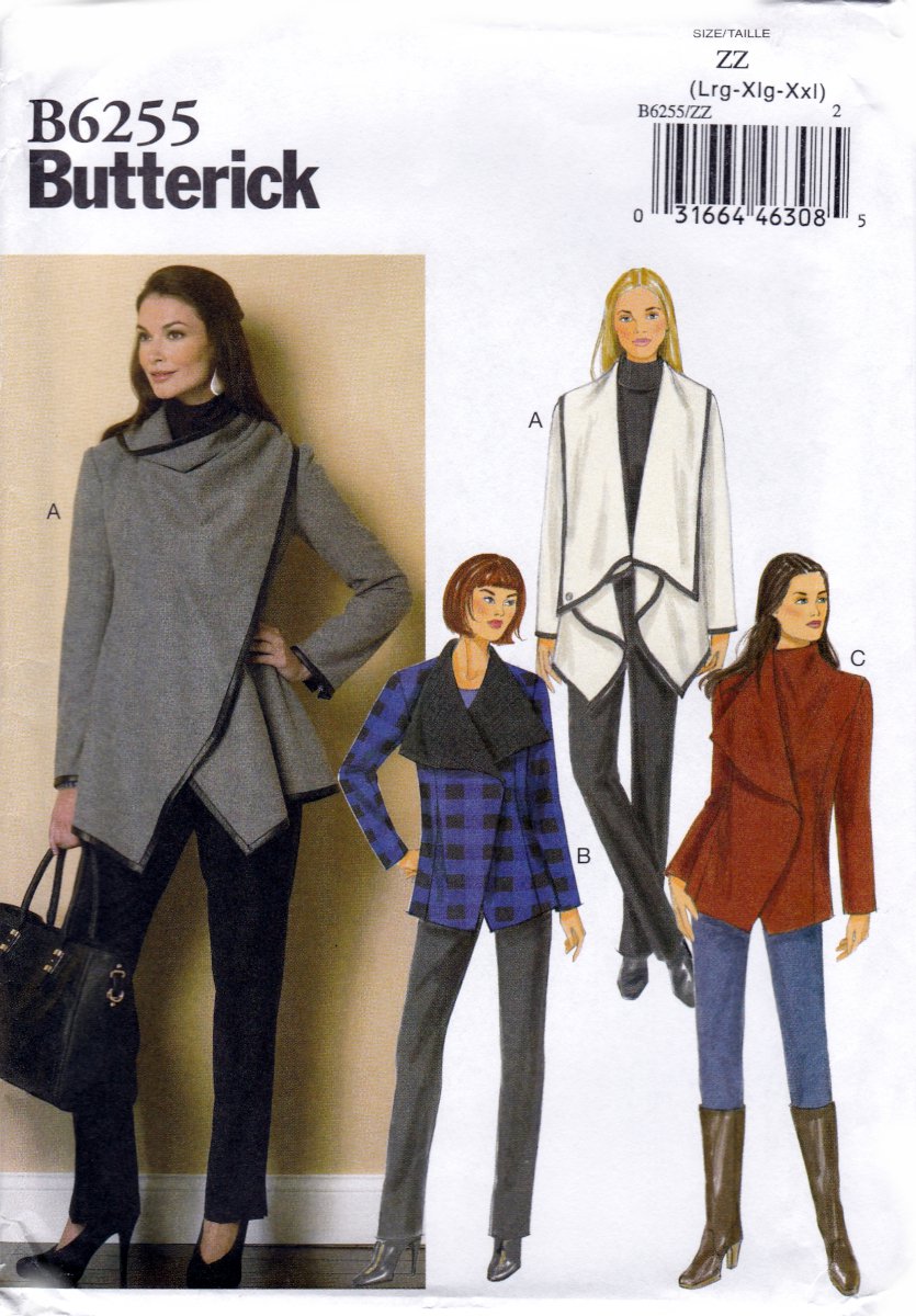 Butterick B6255 6255 Misses Coat Close-Fitting Sewing Pattern Sizes Lrg-Xlg-Xxl