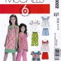 McCall's M6022 6022 Girls Tops Dresses Shorts Pants Kids Sewing Pattern Sizes 3-4-5-6