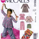 McCall's M6643 6643 Girls Tops Shorts Dress Pants Sleep Bag Kids Sewing Pattern Sizes Med-Lrg-Xlg