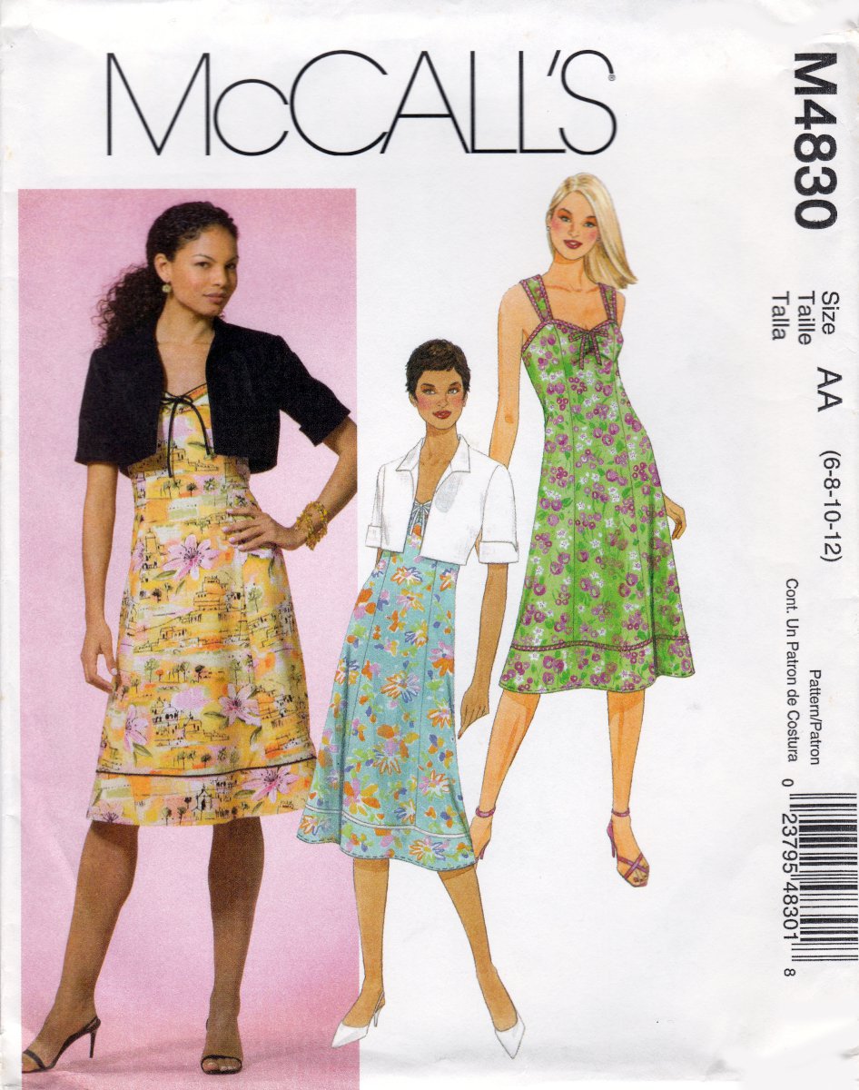 McCall's M4830 4830 Misses Lined Short Sleeve Jacket Dress Sewing Pattern Sizes 6-8-10-12