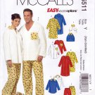 McCall's M5511 5511 Misses Mens Nightshirt Outfit Matching Dog PJ Sewing Pattern Sizes Xsm-Sml-Med