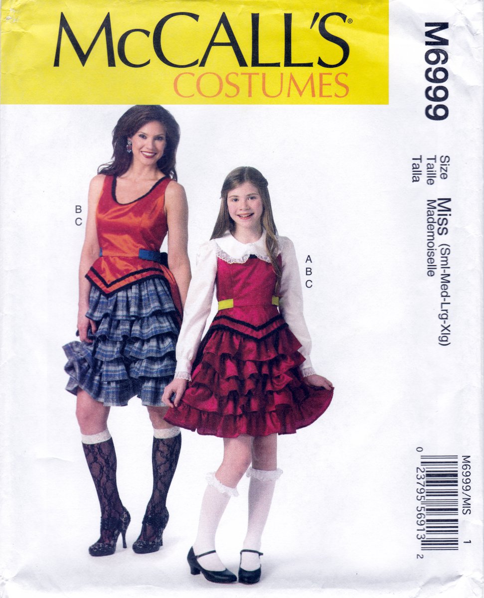 McCall's M6999 6999 Misses Costume Dress Ruffled Skirt Sewing Pattern Sizes Sml-Med-Lrg-Xlg