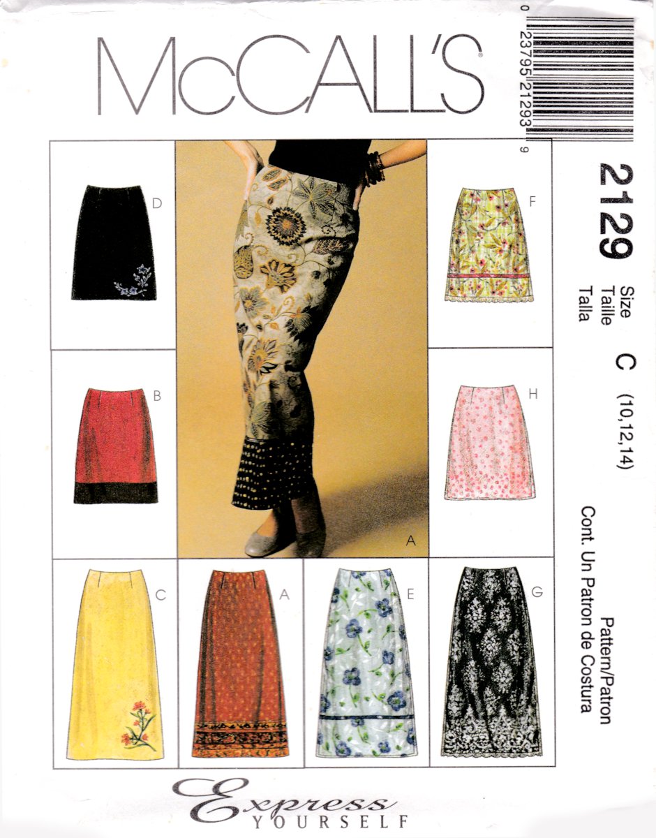 McCall's 2129 M2129 Misses Skirts Two Lengths Sewing Pattern Sizes 10-12-14