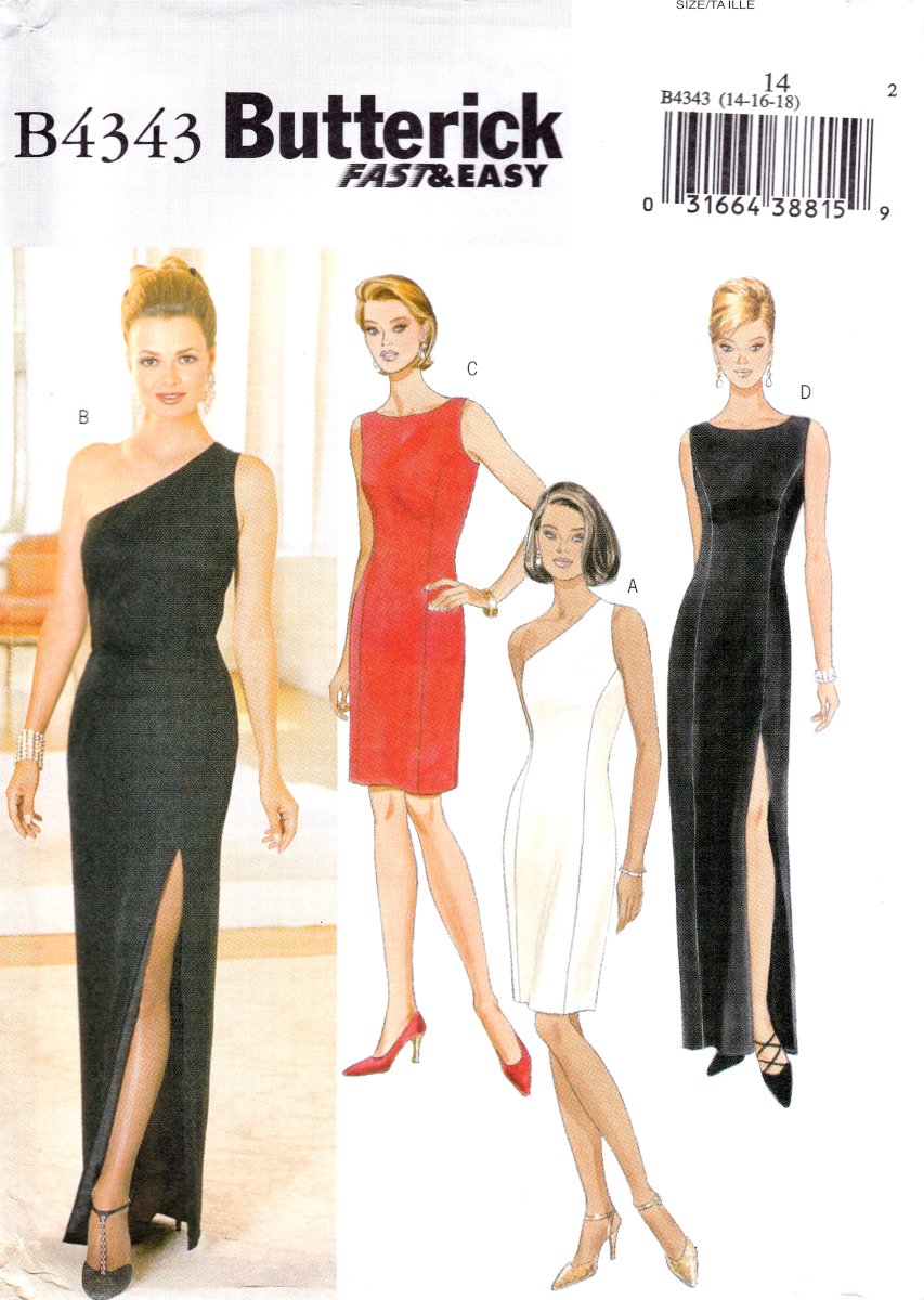 Butterick B4343 4343 Misses Womens Dresses Petite Two Lengths Easy Sewing Pattern Sizes 14-16-18
