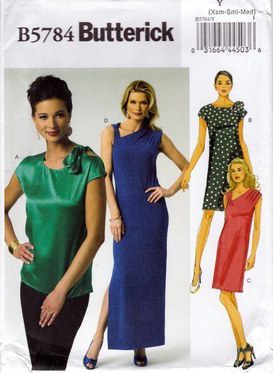 Butterick B5784 5784 Misses Dress Pullover Top Sewing Pattern Sizes Xsm-Sml-Med