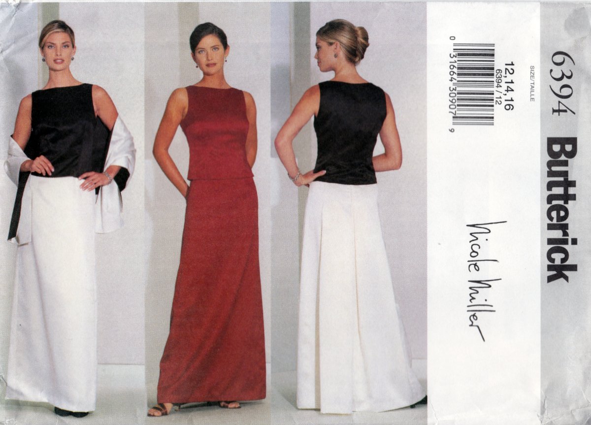 Butterick 6394 B6394 Misses Womens Formals Skirt Top Stole Petite Sewing Pattern Sizes 12-14-16