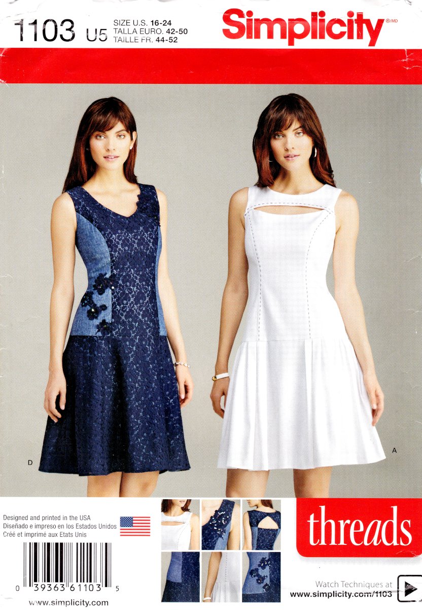Simplicity 1103 Misses Petite Dress With Bodice and Skirt Variations Sewing Pattern in sizes 16-24