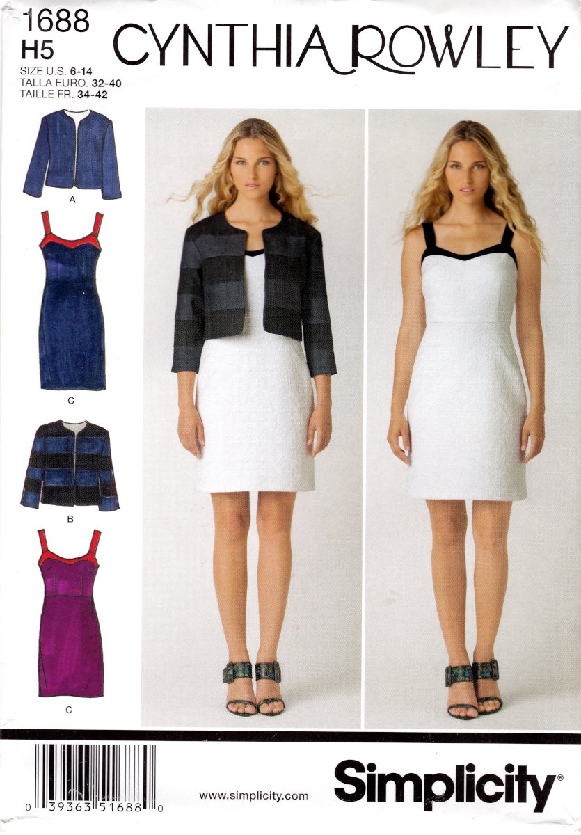 Simplicity 1688 Misses Cynthia Rowley Style Dress and Jacket Sewing Pattern Sizes 6-14