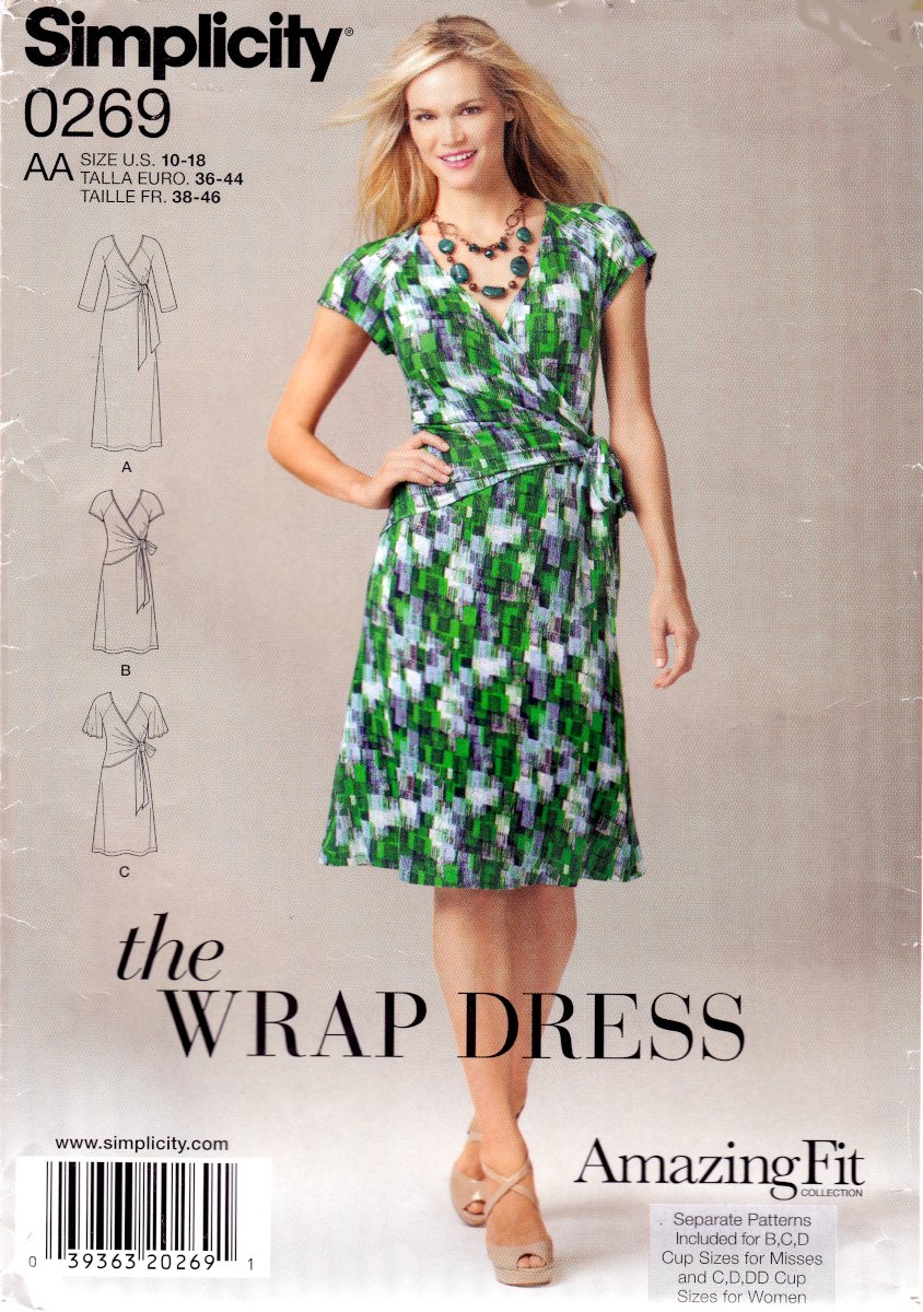 Simplicity 0269 1653 Misses Womens Knit Dress Curvy Fit Various Cup Sizes Sewing Pattern Sizes 10-18