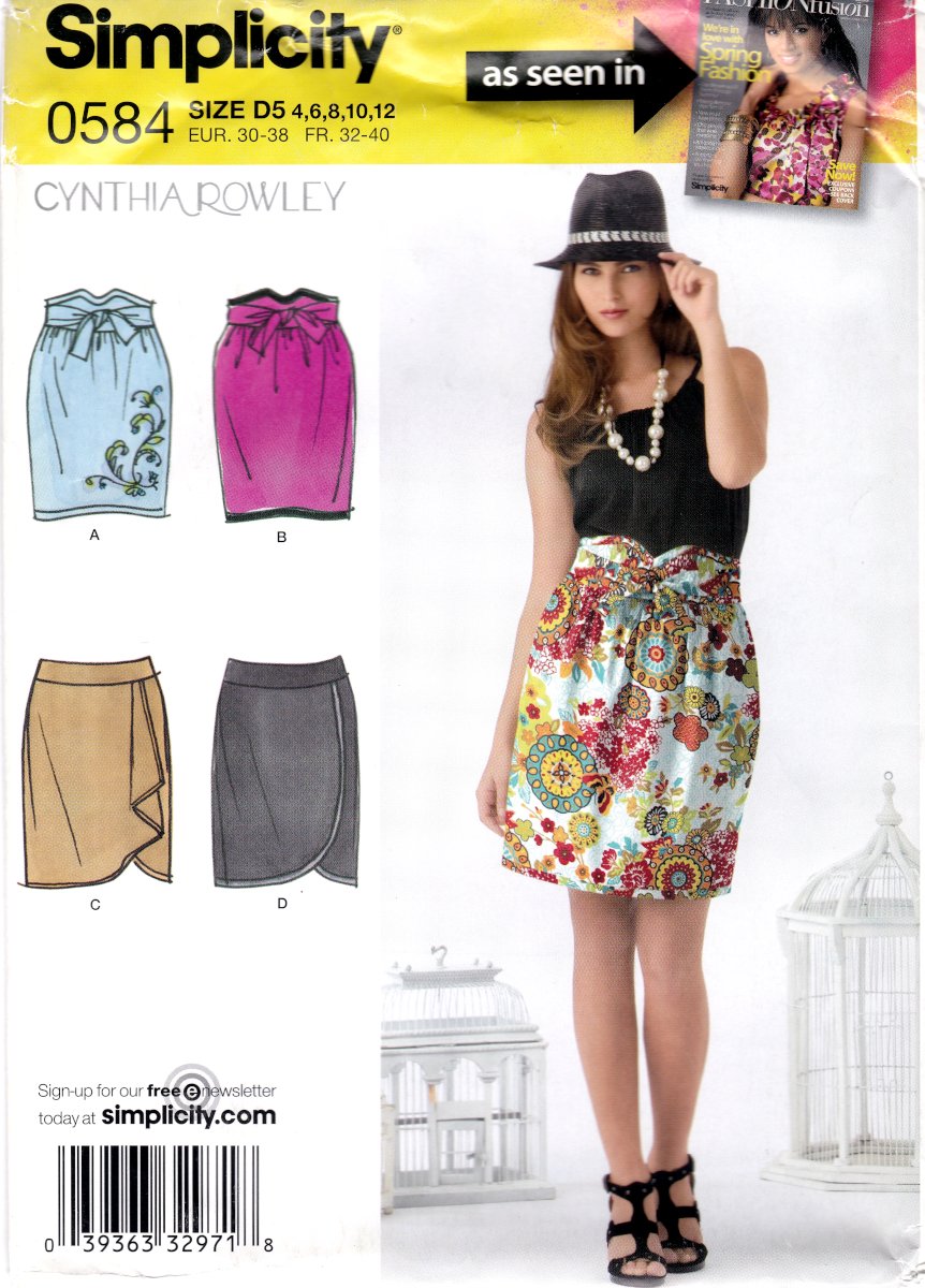 Simplicity 0584/2512 Misses Skirts Short Various Styles Sewing Pattern in sizes 4-6-8-10-12