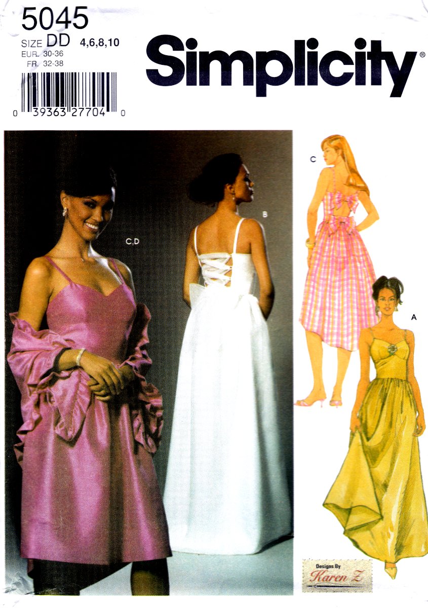 Simplicity 5045 Misses Petite Evening Dress Two Lengths and Wrap Sewing Pattern Sizes 4-6-8-10