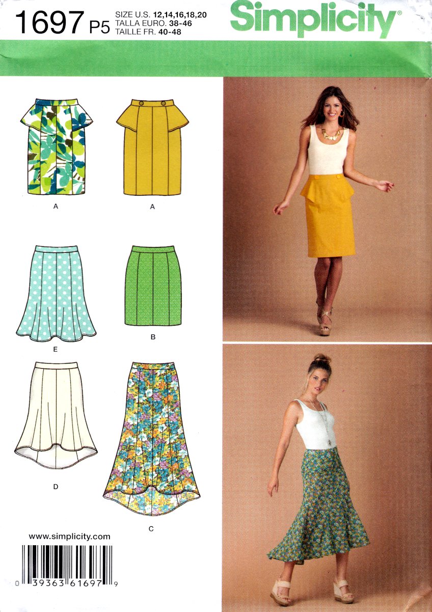 Simplicity 1697 Misses Womens Petite Skirts Length Variations Sewing Pattern sizes 12-14-16-18-20