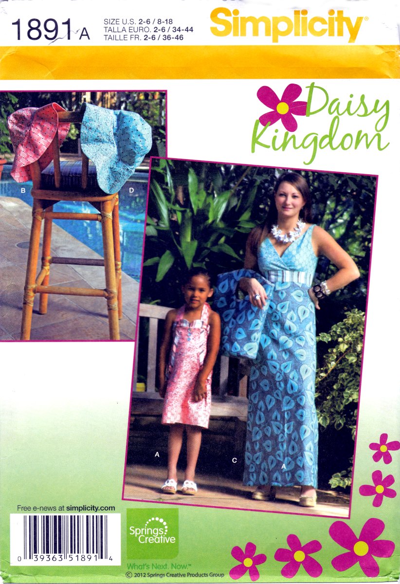 Simplicity 1891 Childs and Misses Dress Bag and Hat Sewing Pattern Sizes 2-6 / 8-18