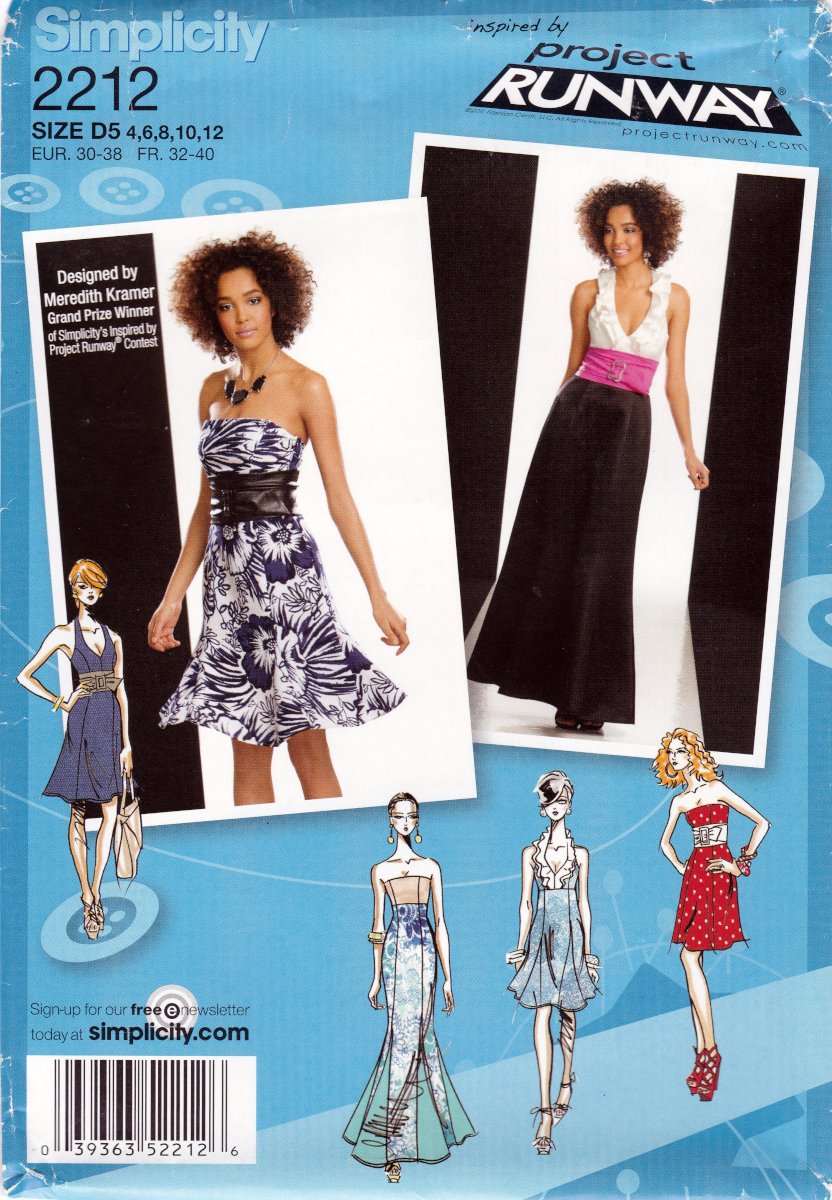 Simplicity 2212 Misses Dress in Two Lengths Bodice Variations Sewing Pattern sizes 4-6-8-10-12
