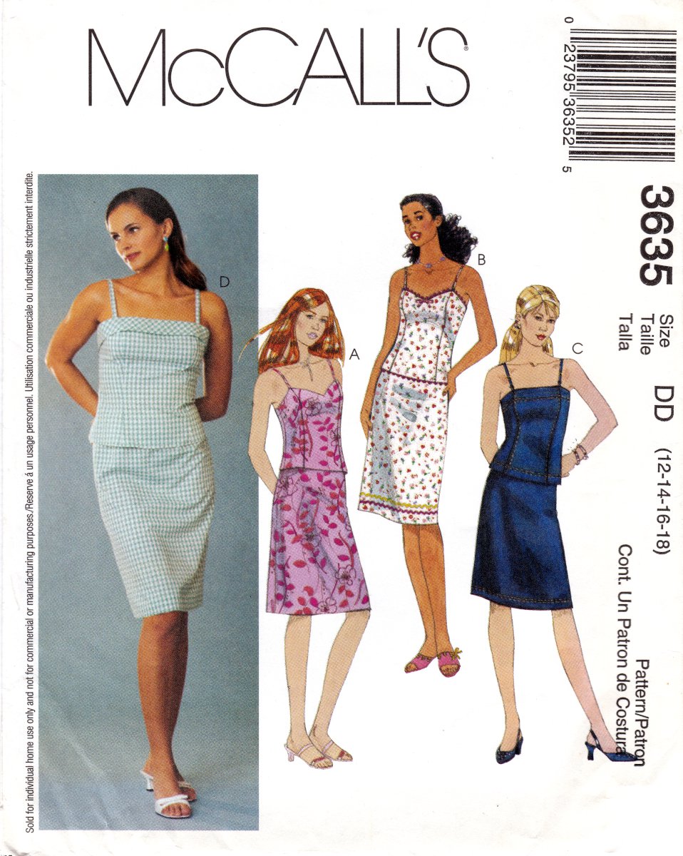 McCall's 3635 Misses Petite Two Piece Dresses Lined Top Sewing Pattern Sizes 12-14-16-18