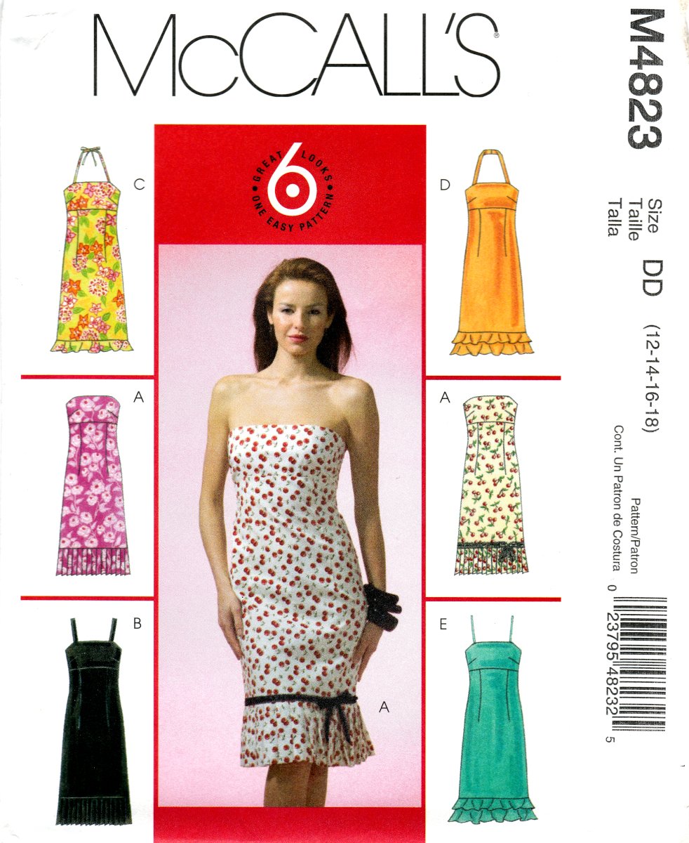 McCall's M4823 Misses Petite Dresses Sleeveless or Straps Sewing Pattern Sizes 12-14-16-18