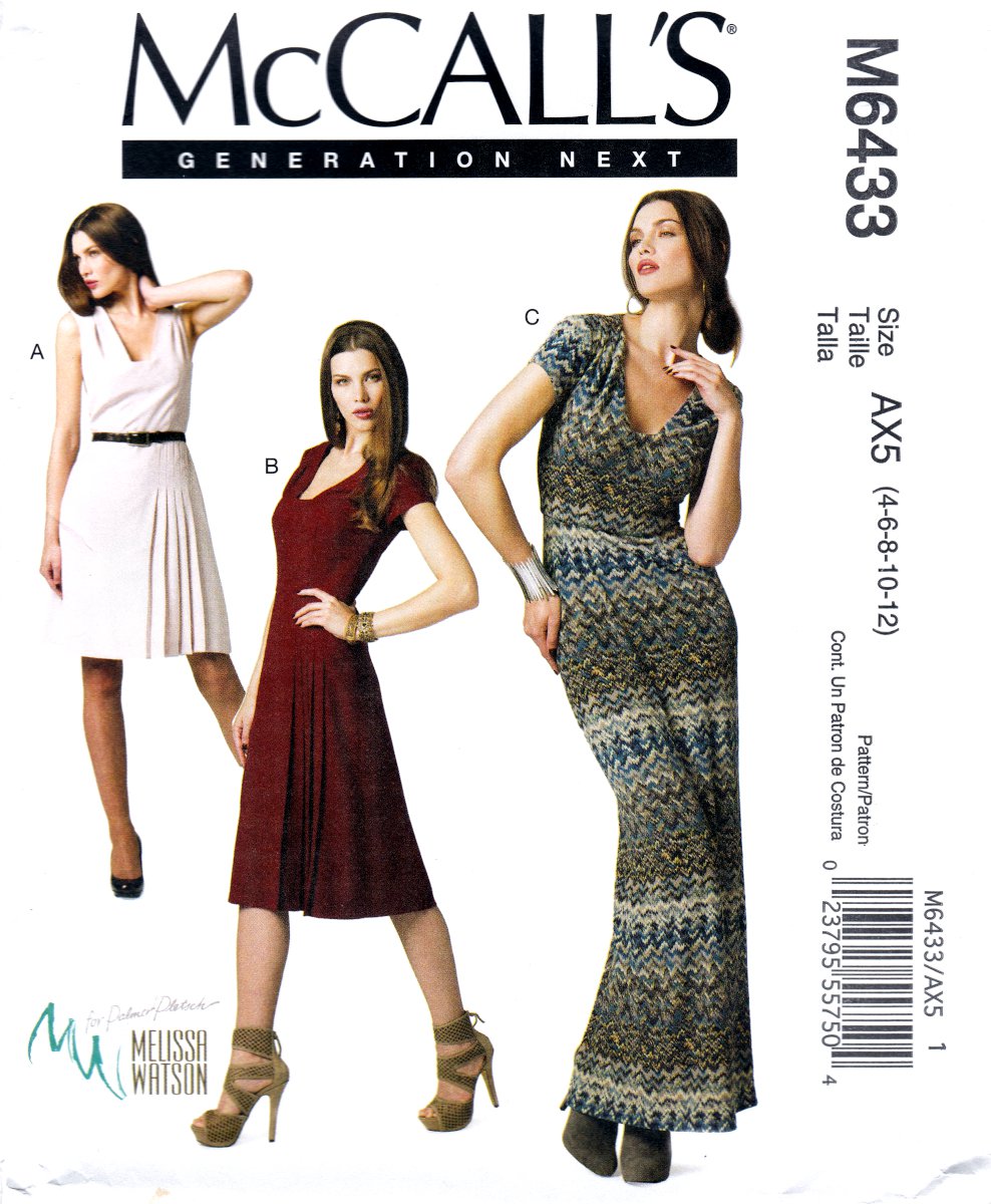 McCall's M6433 Misses Dresses Three Lengths Lined Fitted Bodice Sewing Pattern Sizes 4-6-8-10-12