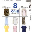 McCall's 7997 Misses Pullover Tops Various Styles 8 Looks Sewing Pattern Sizes Xsm-Sml-Med