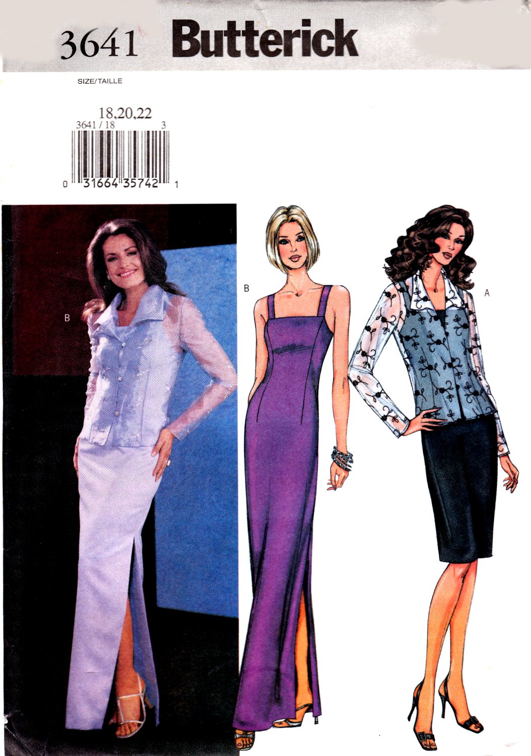 Butterick 3641 Misses Petite Formal Wear Dress and Jacket Sewing Pattern Sizes 18,20,22