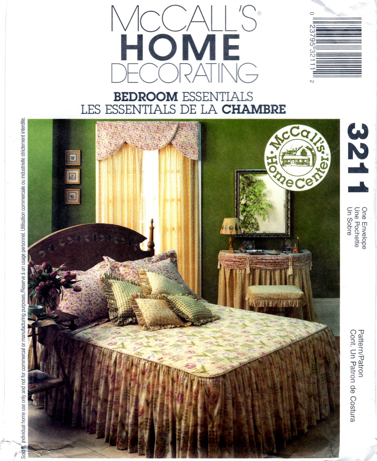 McCall's 3211 Home Decorating Bedroom Essentials Crafts Sewing Pattern Sizes OSZ